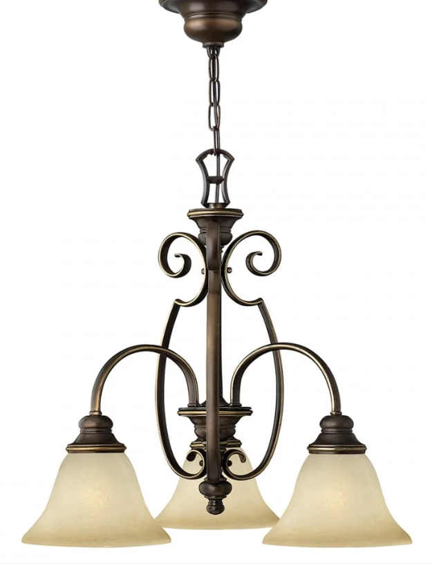 3-Light Antique Bronze Chandelier