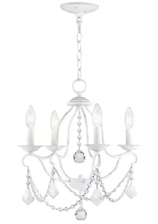White 4-Light Mini Crystal Chandelier