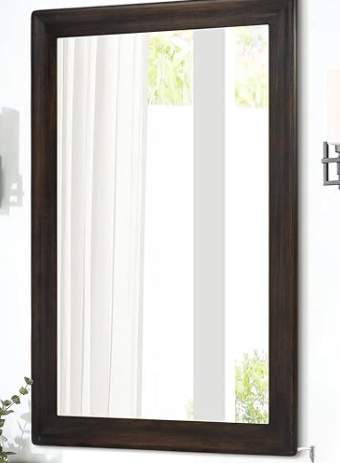 24" Wall Mirror with Walnut-Finished Frame