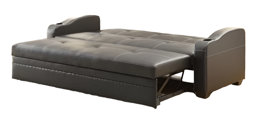 83" Black Vinyl Pullout Sofa