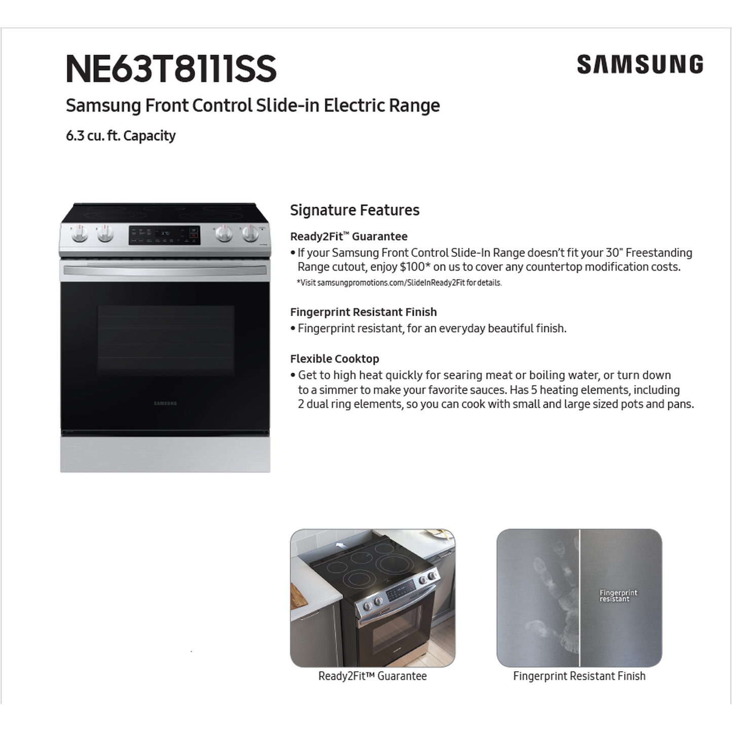 6.3-Cu. Ft. Samsung Smart Electric Slide-In Range
