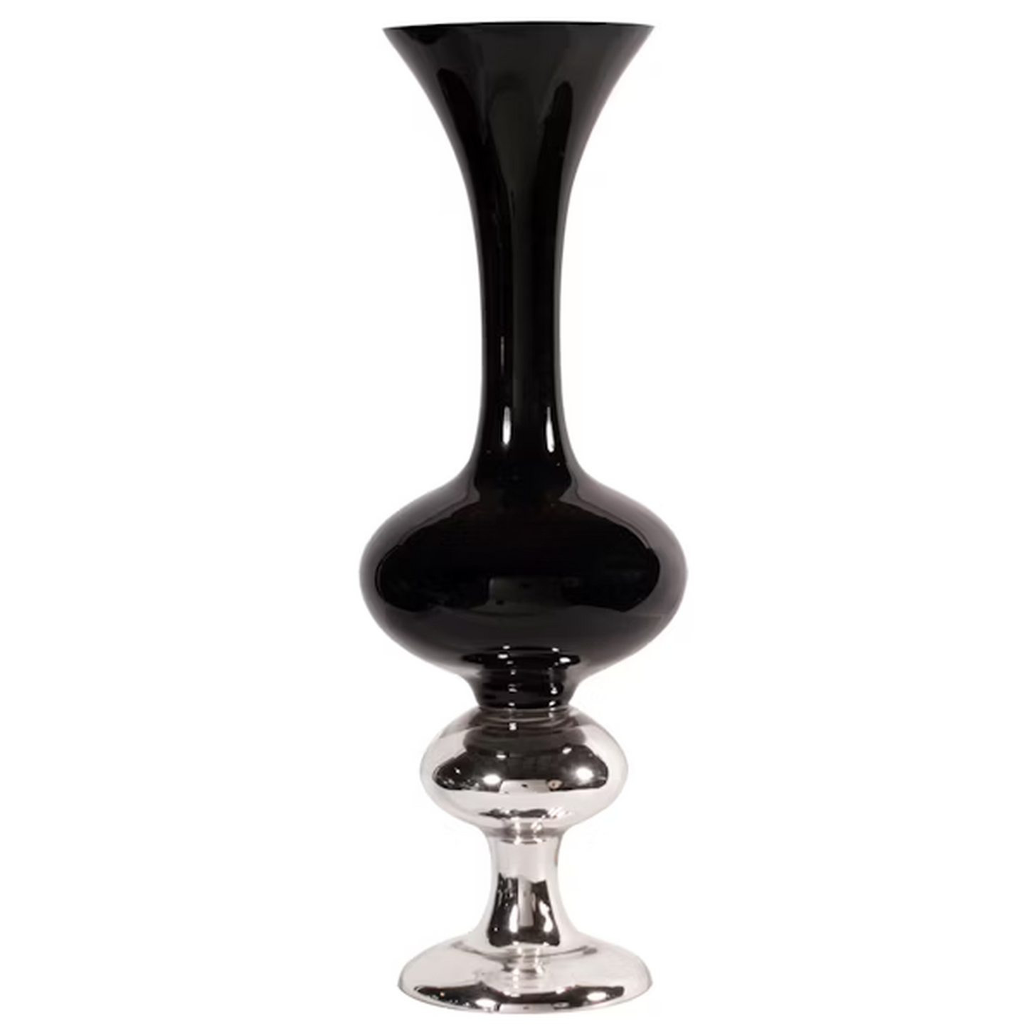 Tall Black Hand Blown Glass Vase