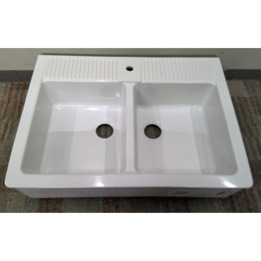 37" Double Bowl Farmhouse Sink