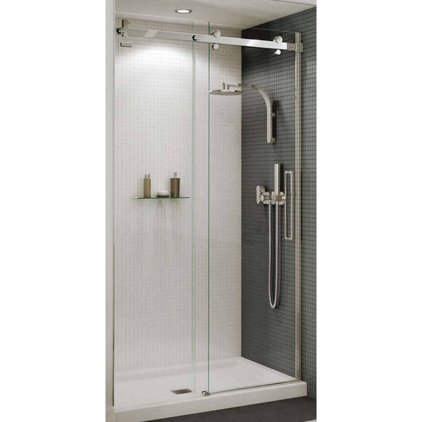 Halo 44 ½-47 x 78 ¾ in. 8mm Sliding Shower Door for Alcove Installation with Clear Glass in Chrome