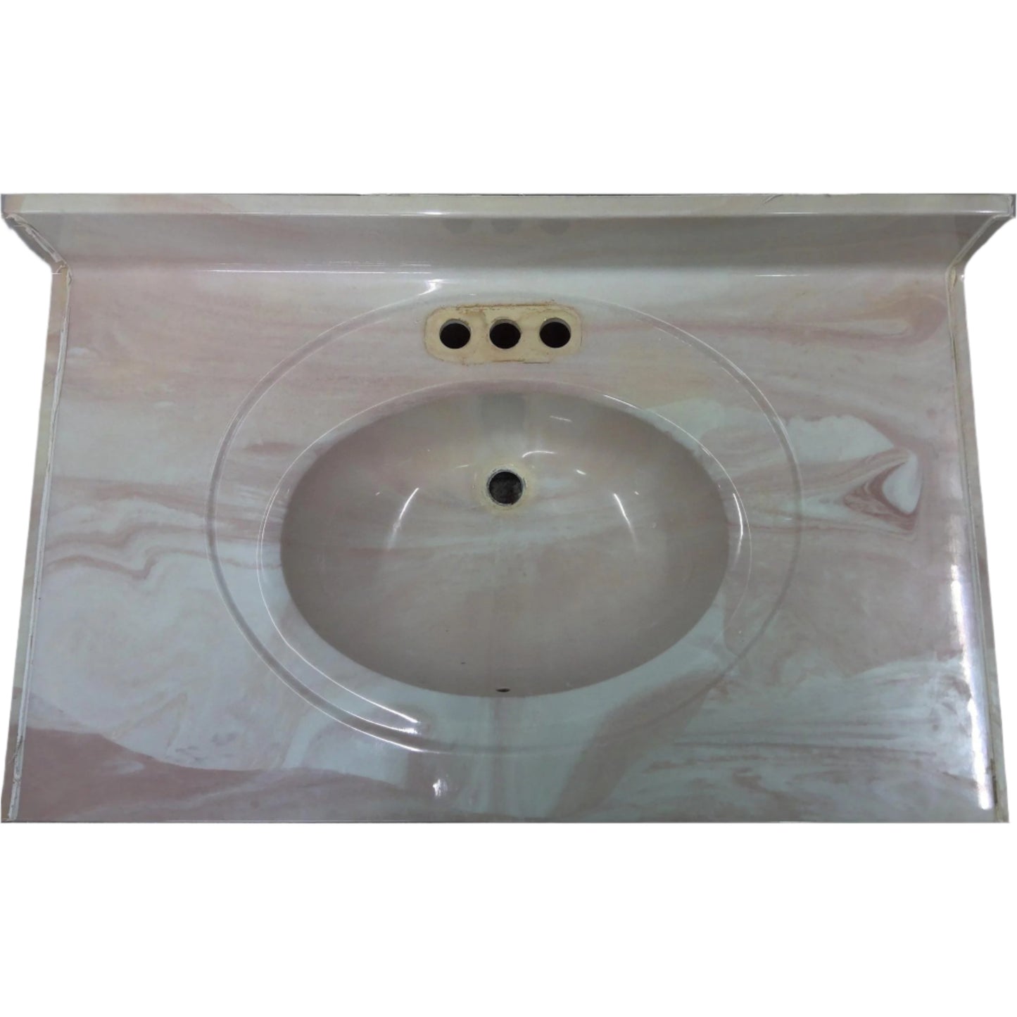 36" Pink Cultured Marble Vanity Top, front