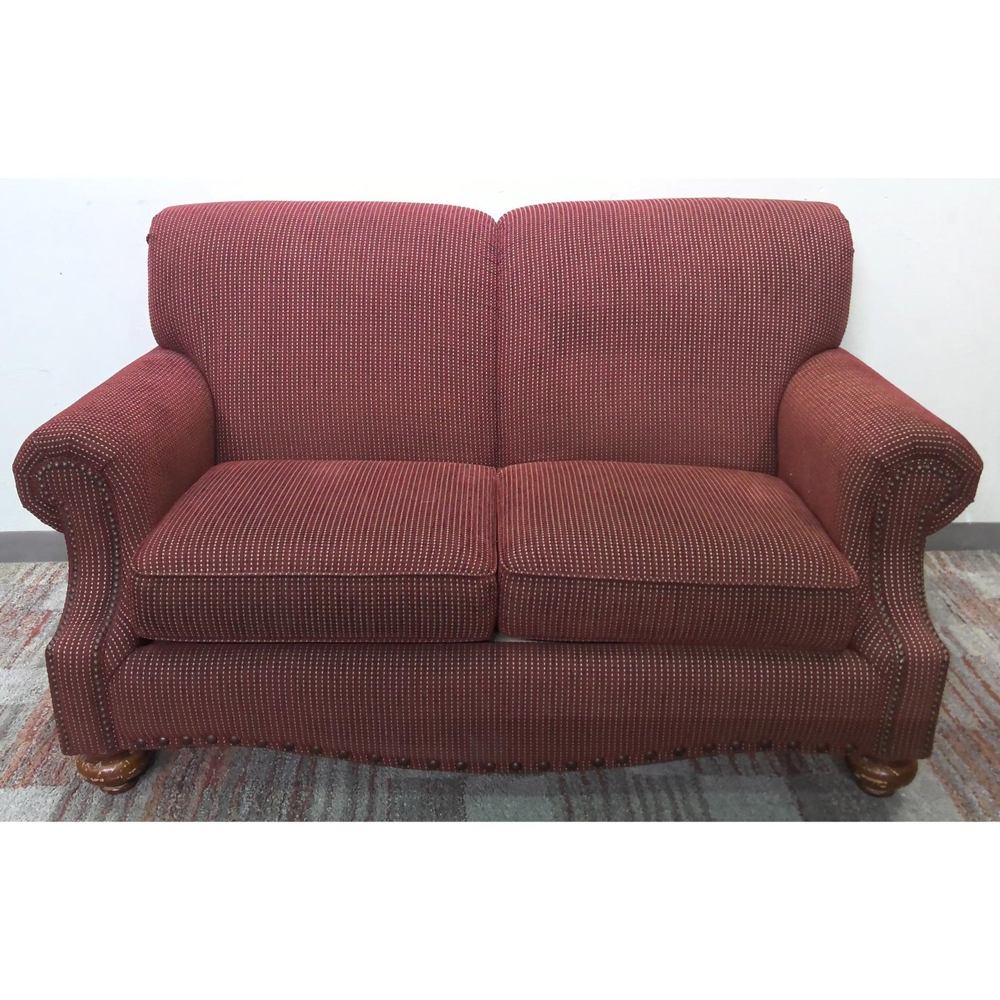 64" Maroon Striped Loveseat