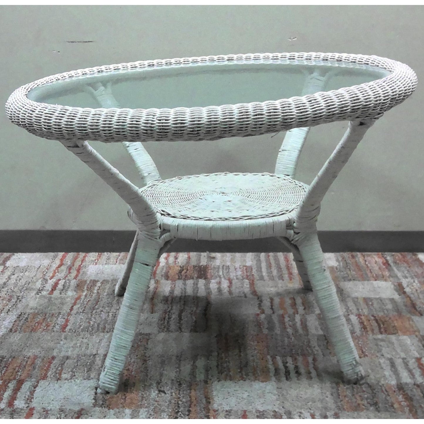 Resin Wicker Patio Table with Inset Glass Top