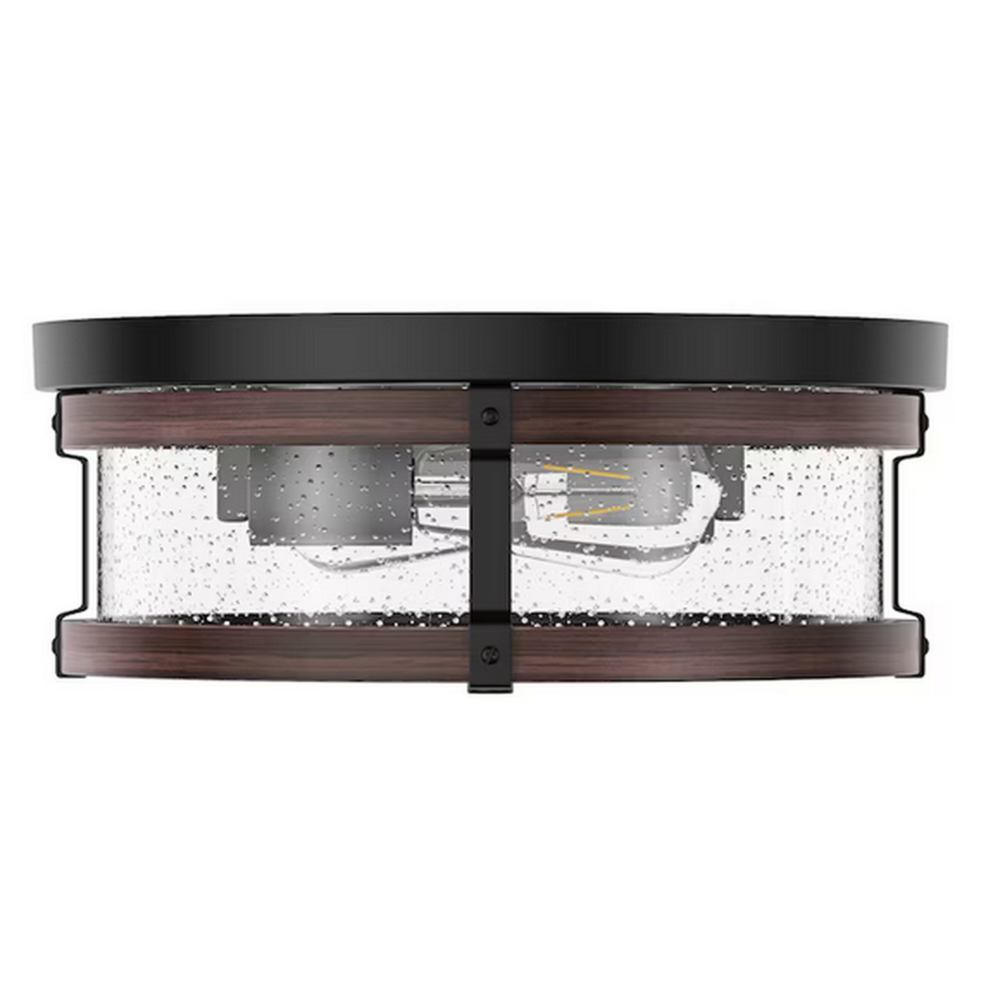 14" Black Indoor 2-Light Flush Mount