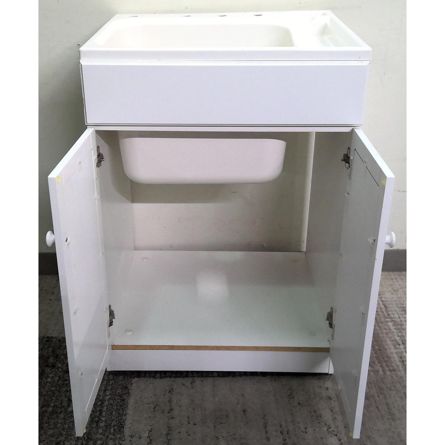 White Utility Sink with Cabinet