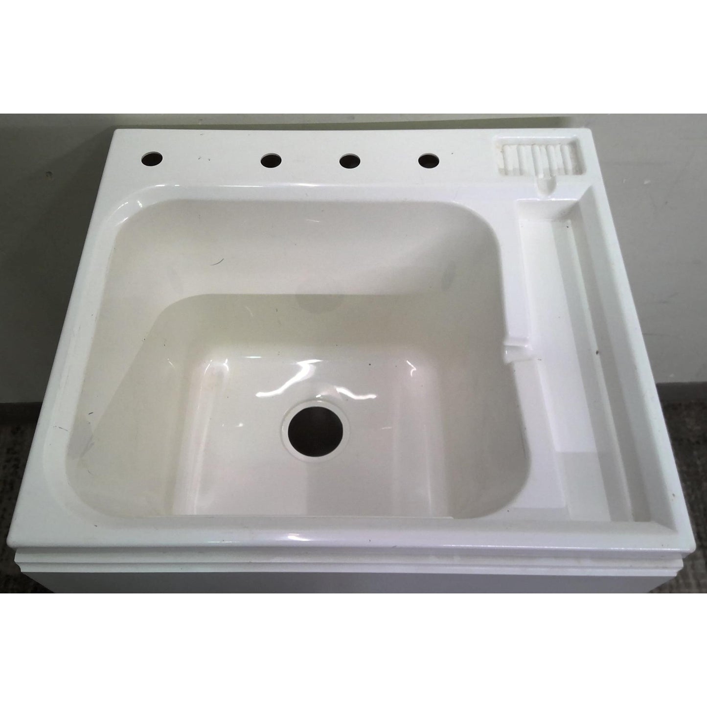 White Utility Sink with Cabinet