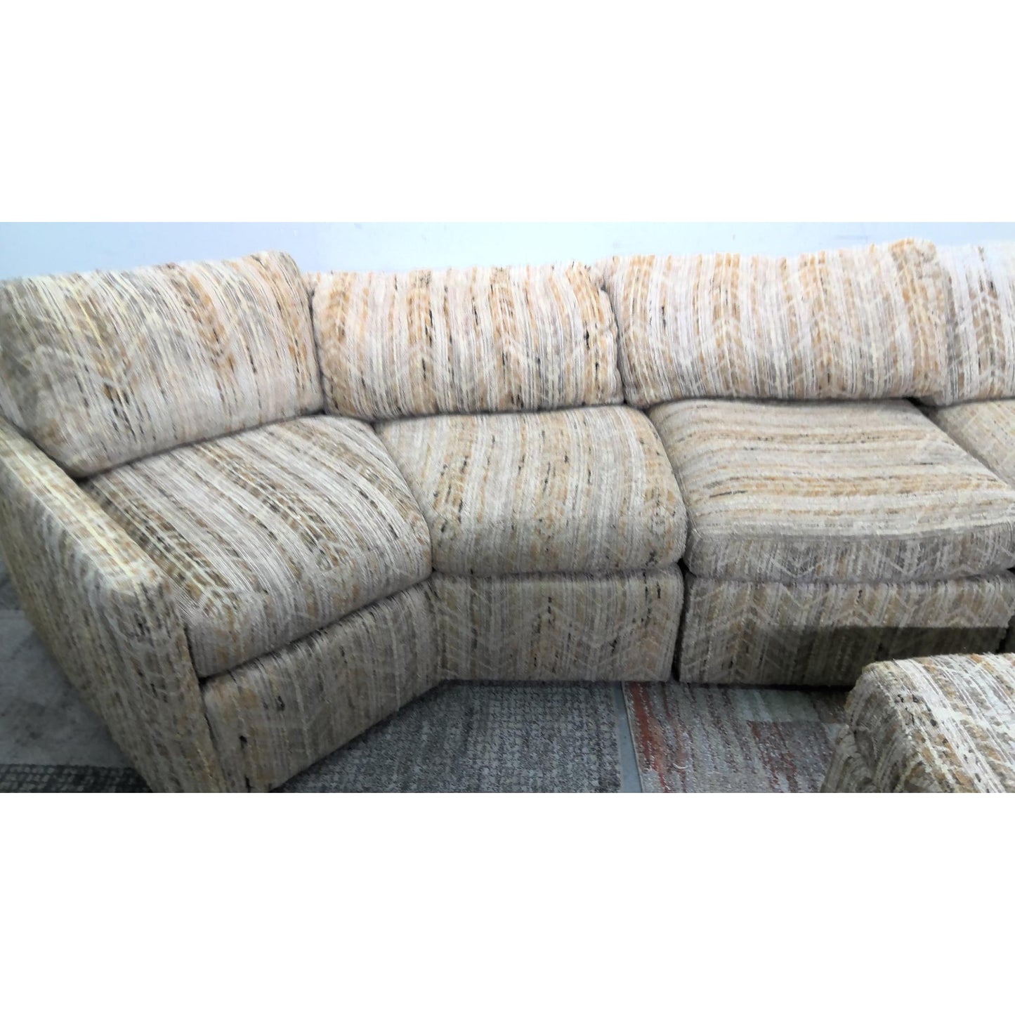 96" Tan Sectional Sofa with Ottoman