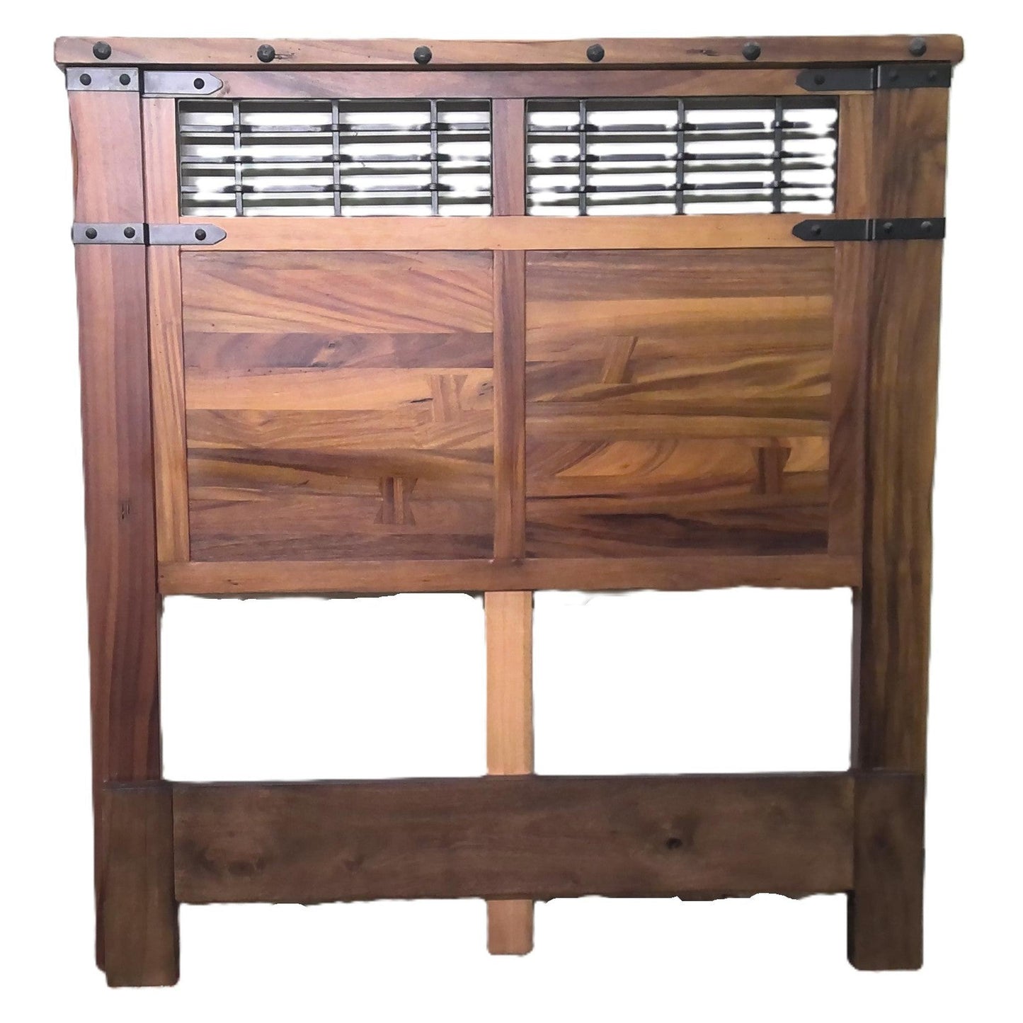 Queen Wood Bed Frame with Iron Accents