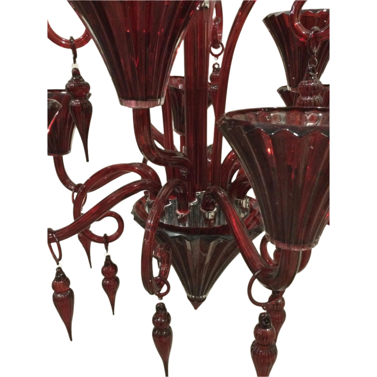 Red Murano-Style Glass Chandelier