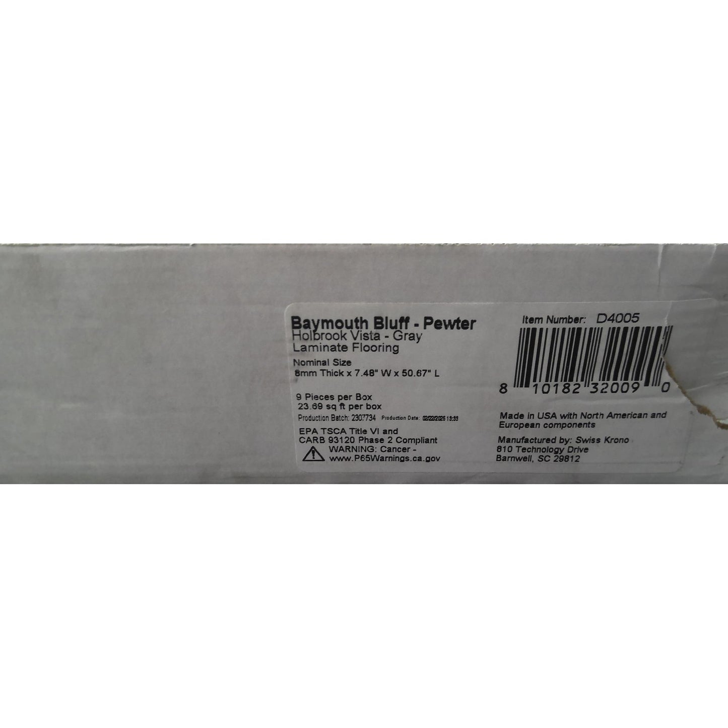 142 Square Feet of Pewter Laminate Flooring (6 Boxes)