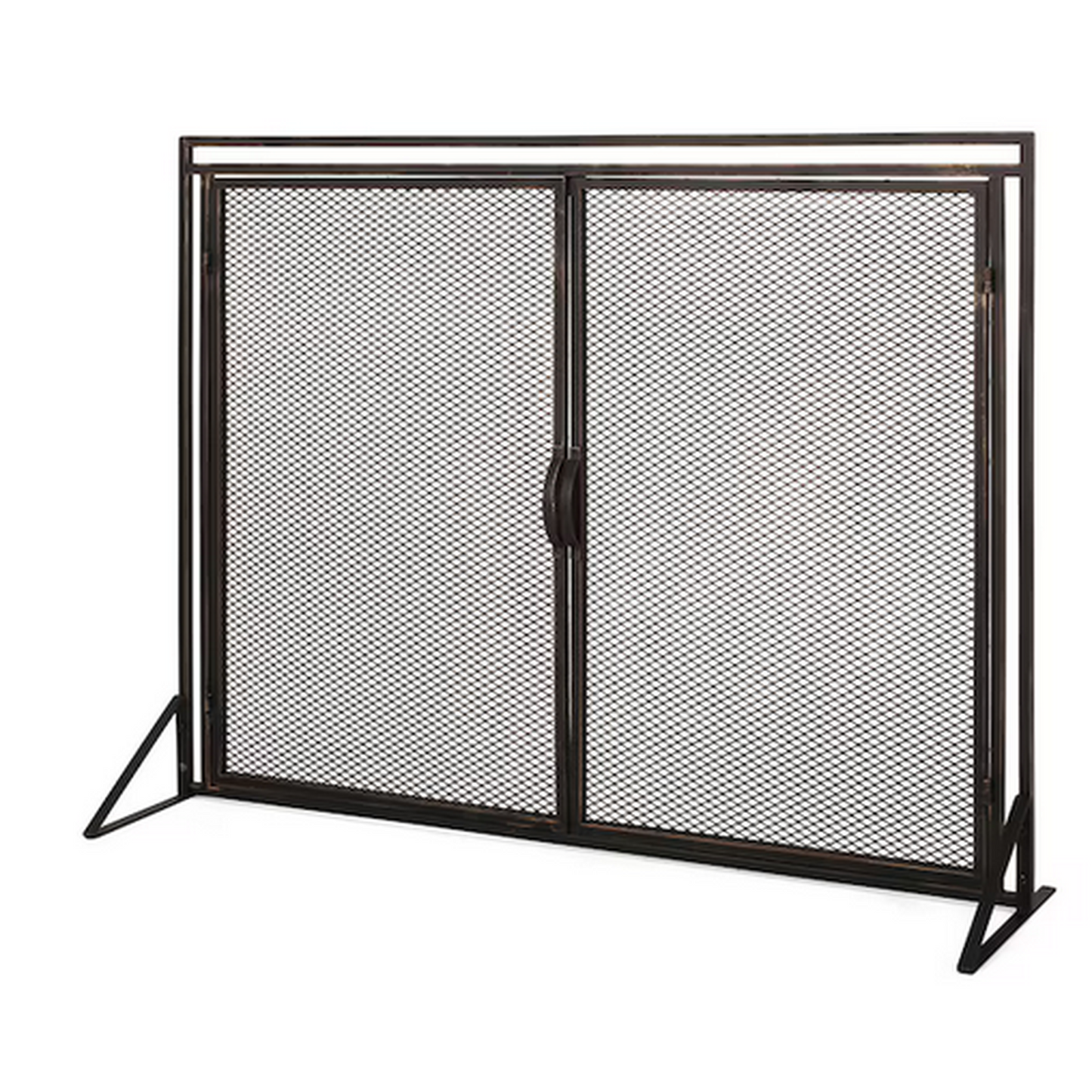 Modern Overlapping Circles Single-Panel Iron Fireplace Screen