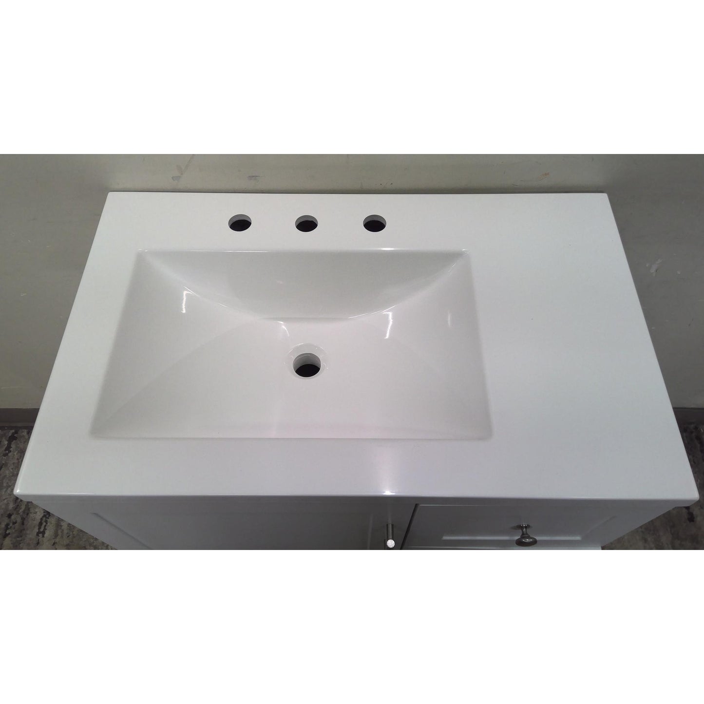 30" True White Single Sink Bathroom Vanity with White Cultured Marble Top