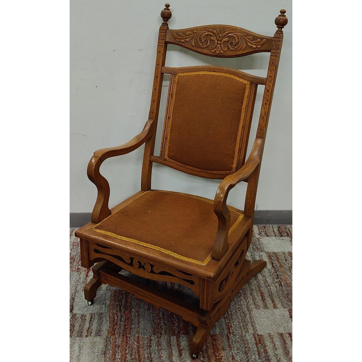 Antique Carved Victorian Platform Rocking Chair