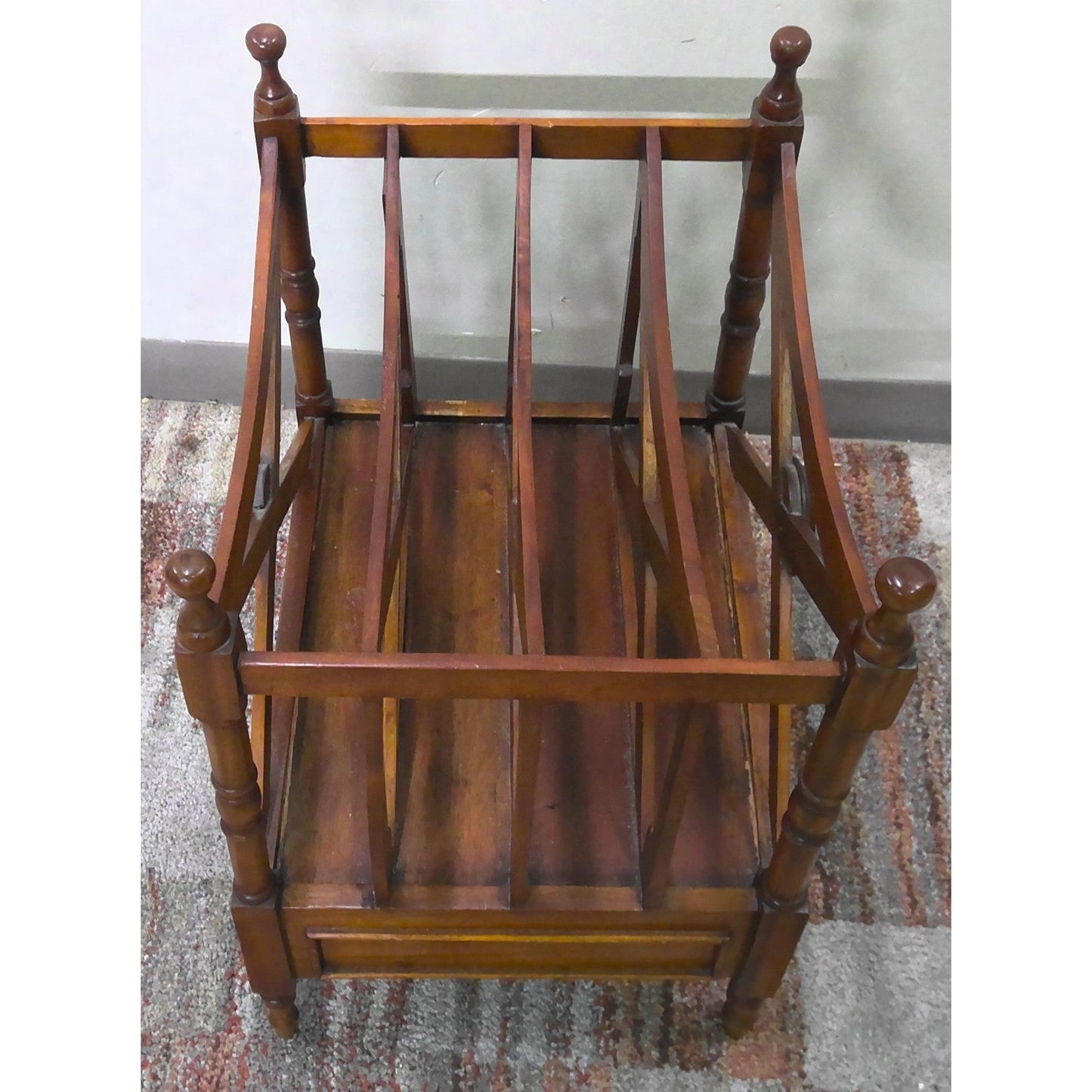 Vintage Wood Magazine Stand with Drawer