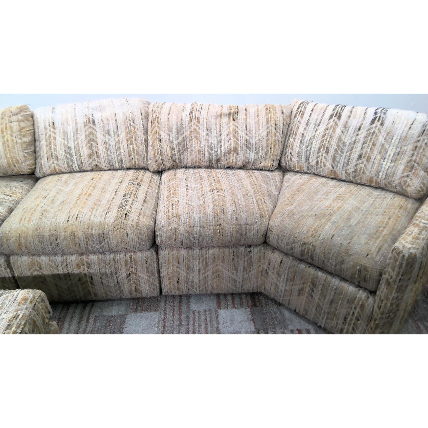 96" Tan Sectional Sofa with Ottoman