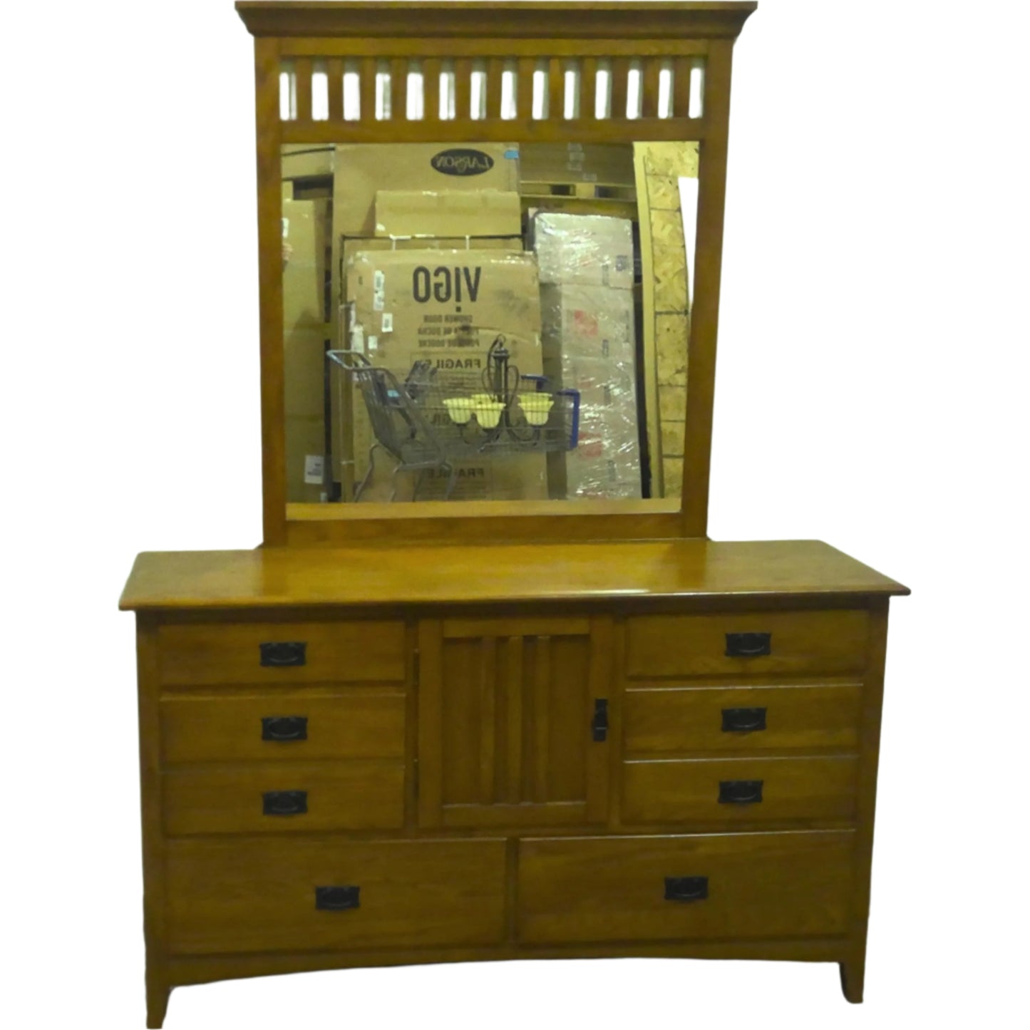 Mission-Style Dresser with Mirror