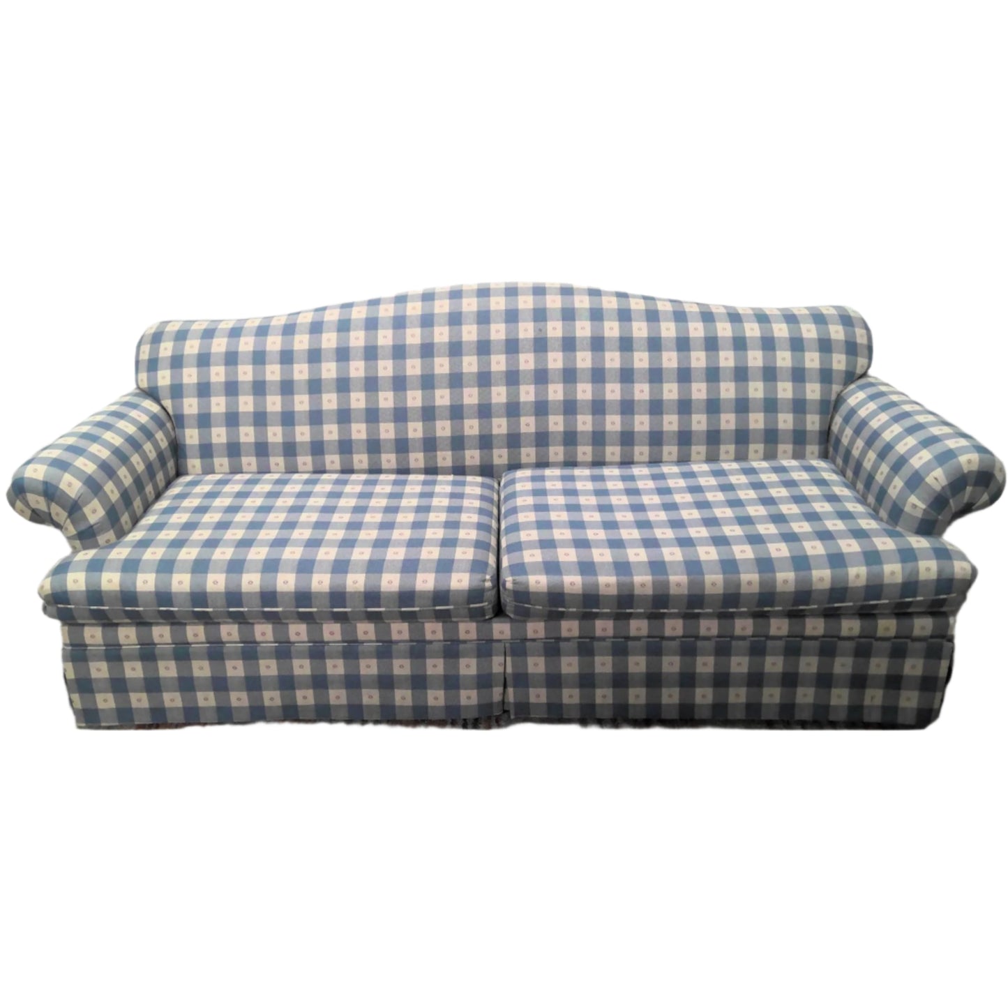 84" Blue Gingham Sofa