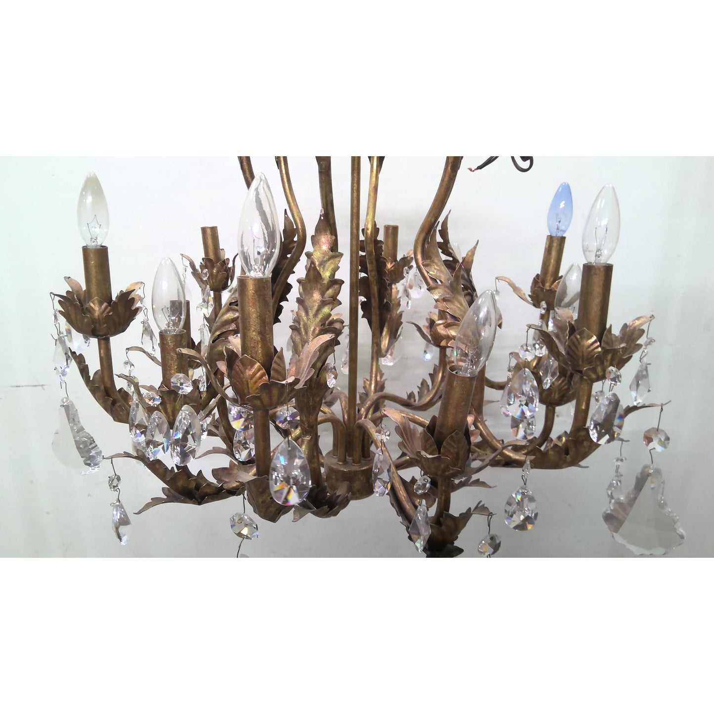 Ornate Leaf Chandelier with Crystals