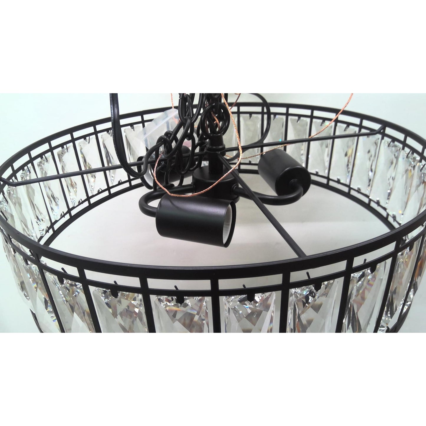 3-Light Black Crystal Chandelier