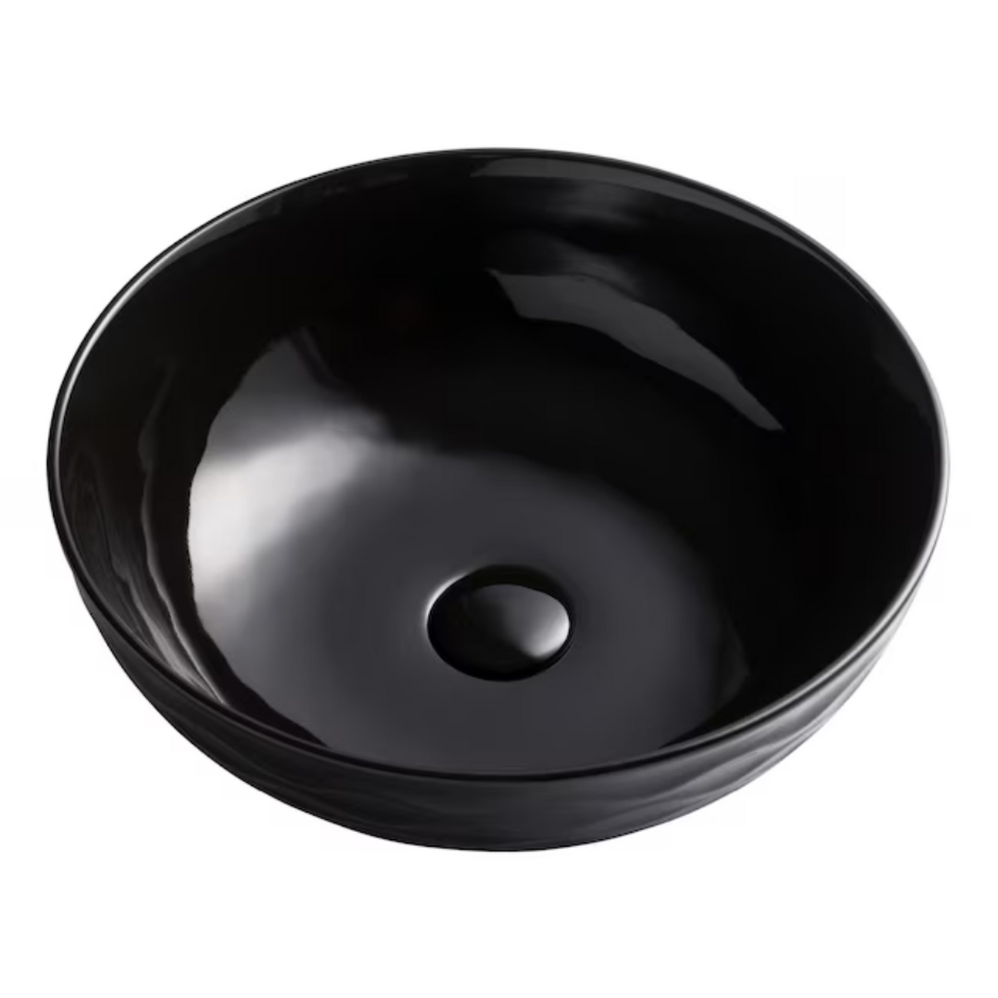 Ceramic 16.5-in Vessel Round Traditional Black Bathroom Sink
