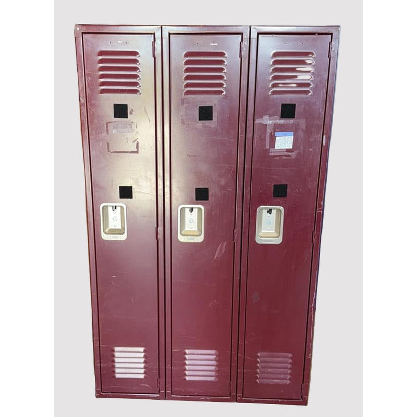 3-Bank Maroon Lockers
