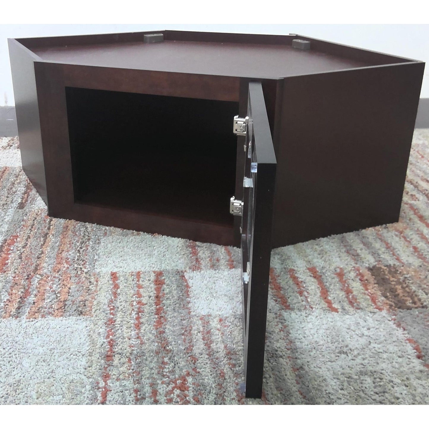 24" Glass Door Espresso Upper Corner Cabinet RTA