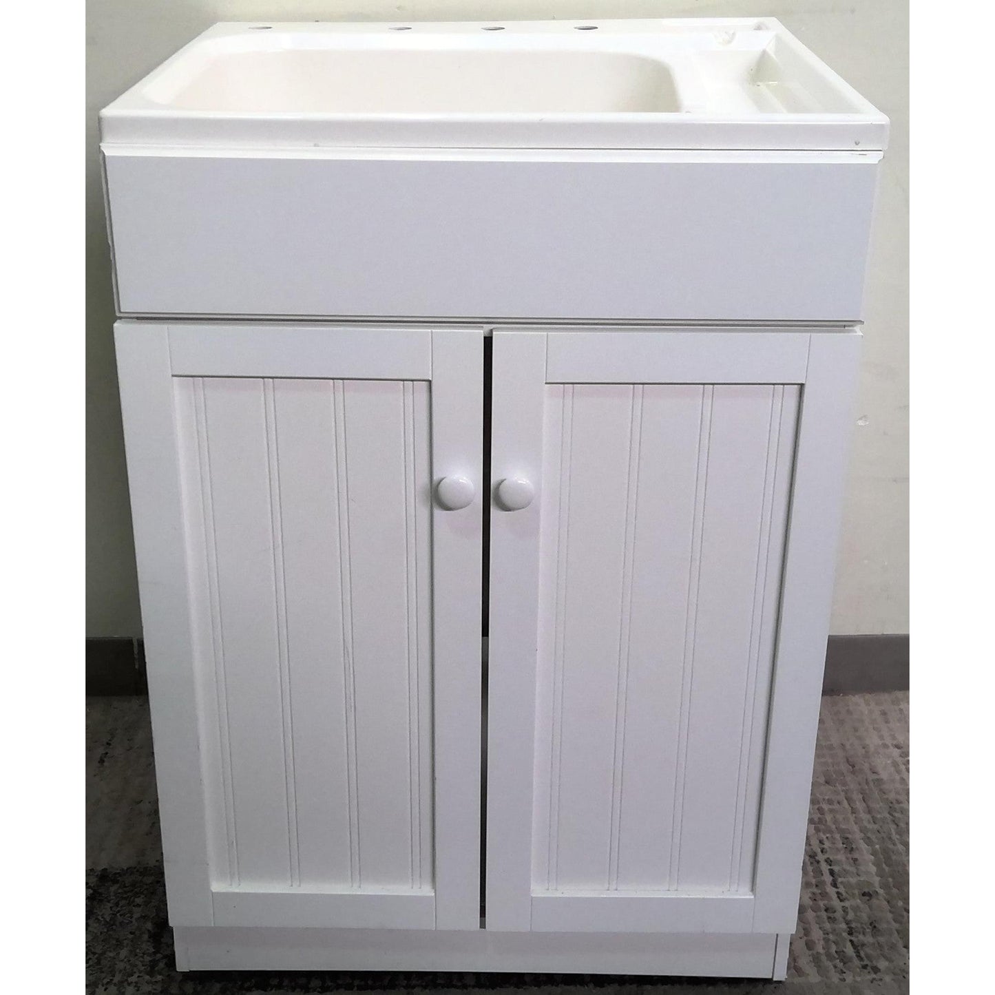 White Utility Sink with Cabinet