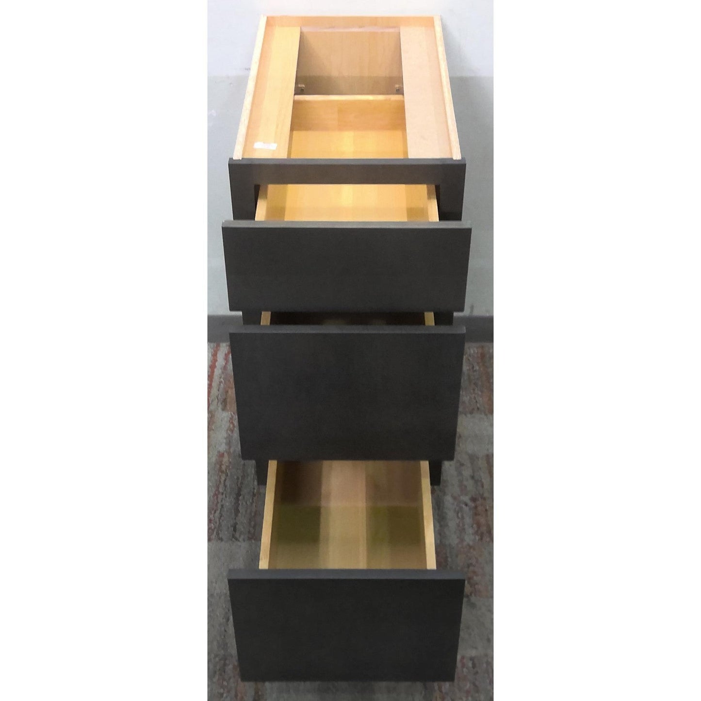 15" Gray 3-Drawer Base Cabinet