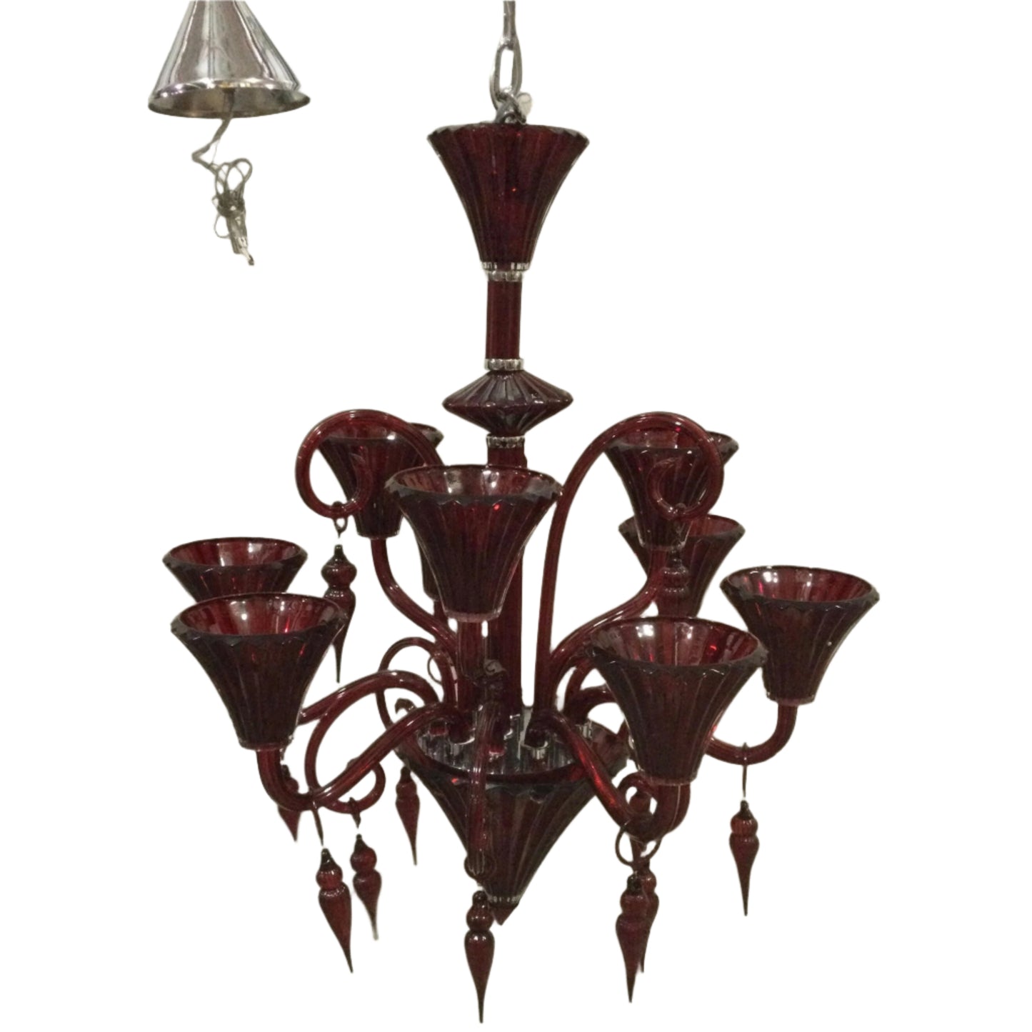Red Murano-Style Glass Chandelier