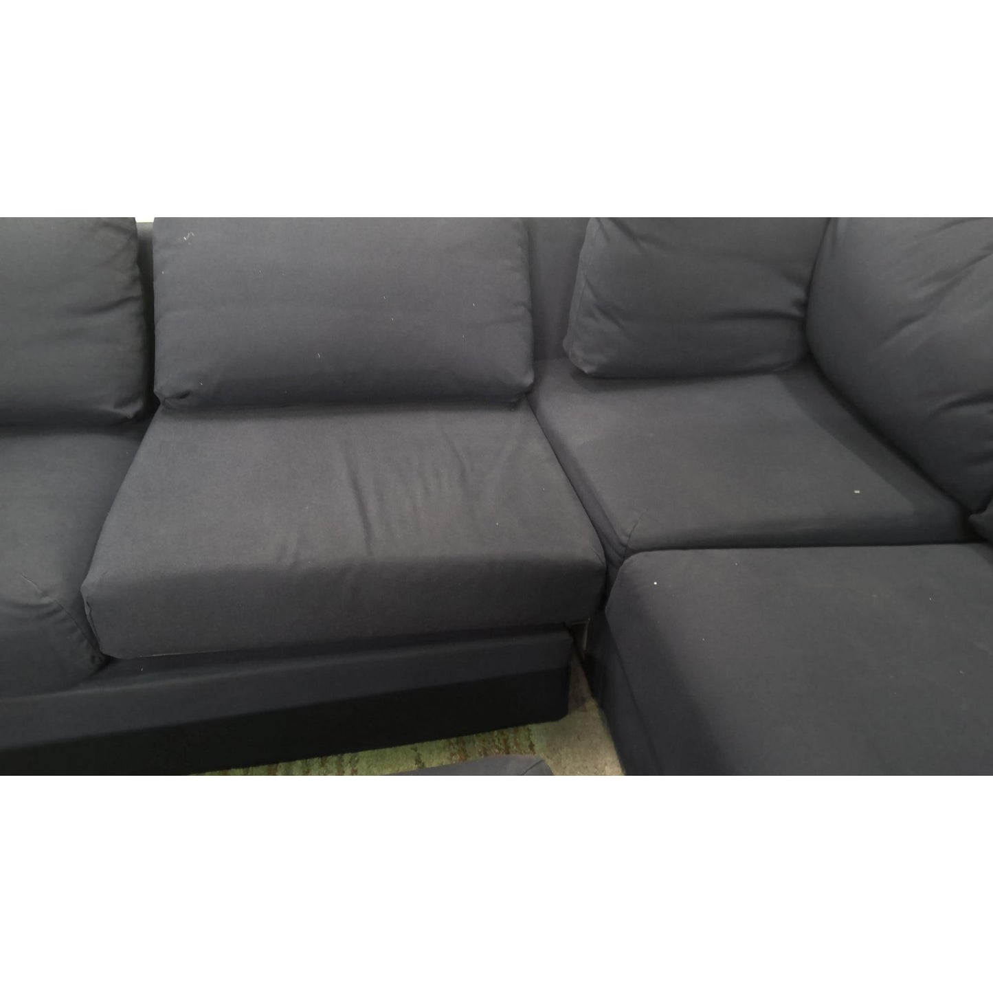 Blue Sectional Sofa with Ottoman