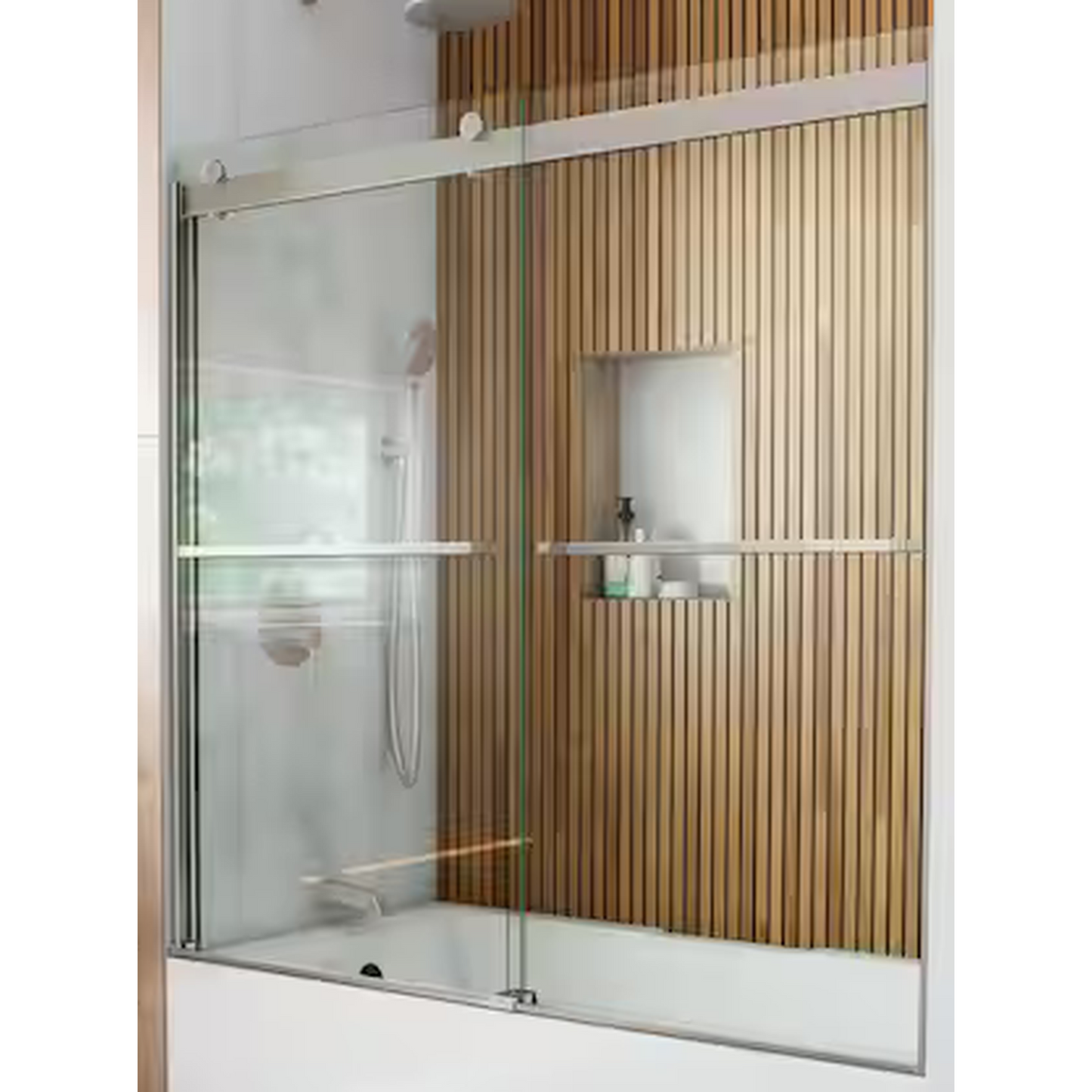 56"-60" x 60" Semi-Frameless Bypass Tub Door in Brushed Nickel