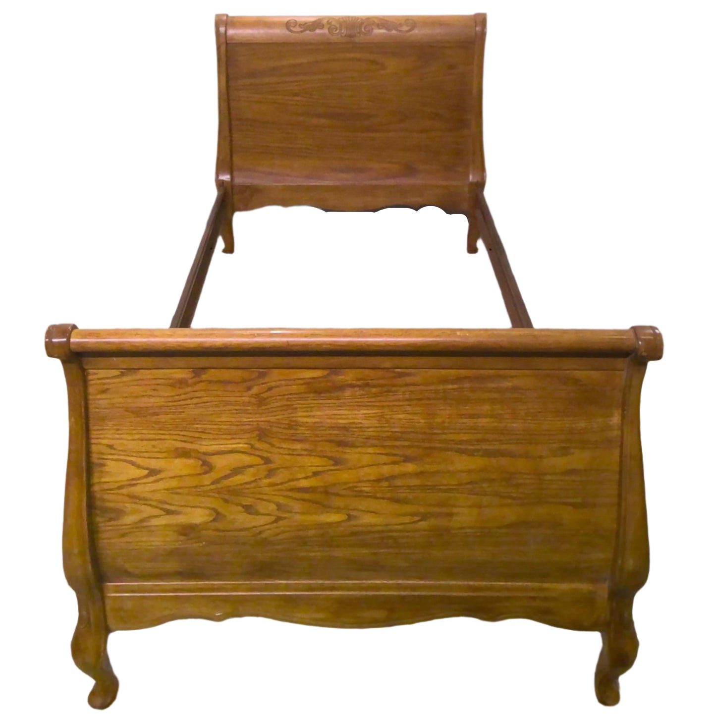Carved Oak Twin Bed Frame