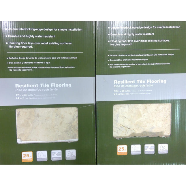 216 Square Feet of Resilient Vinyl Tile Flooring (9 Boxes)