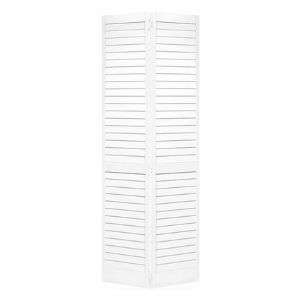 36-in x 80-in White Louver Solid Core Primed Pine Wood Bifold Closet Door