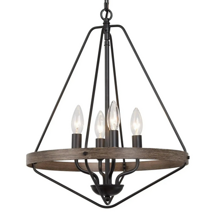 4-Light Small Black Chandelier