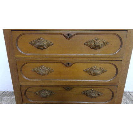 Antique Wood Dresser with Ornate Wood Drawer Pulls