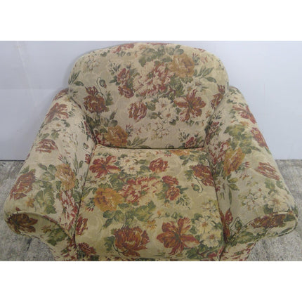 Floral Armchair with Ottoman