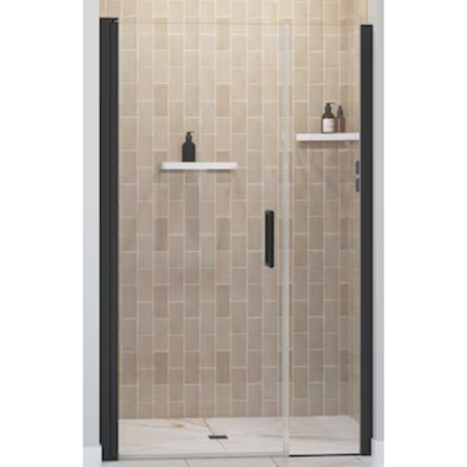 Matte Black 45-in to 47-in W x 68-in H Frameless Clear Glass Pivot Shower Door