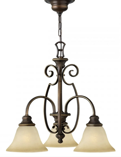 3-Light Antique Bronze Chandelier