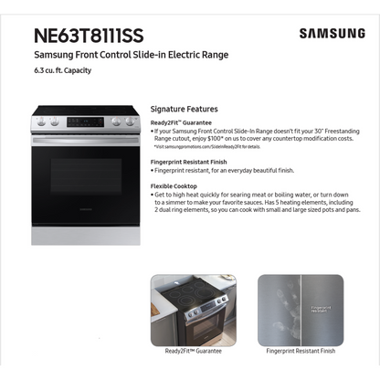 6.3-Cu. Ft. Samsung Smart Electric Slide-In Range