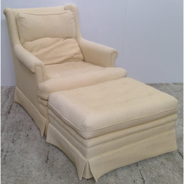 Tan Armchair with Ottoman