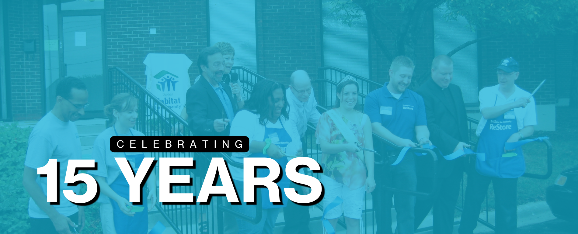 Photo of ReStore and Habitat employees at Addison's ribbon cutting in July 2011.