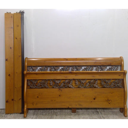 King Bed Frame with Metal Leaves