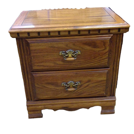 Two Drawer Wooden End Table