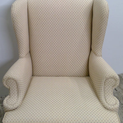 Beige Wingback Chair with Ottoman