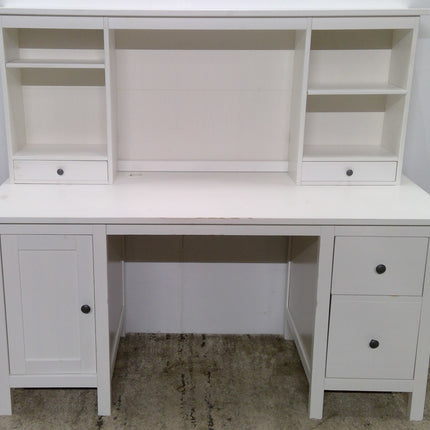 61" White Desk with Hutch